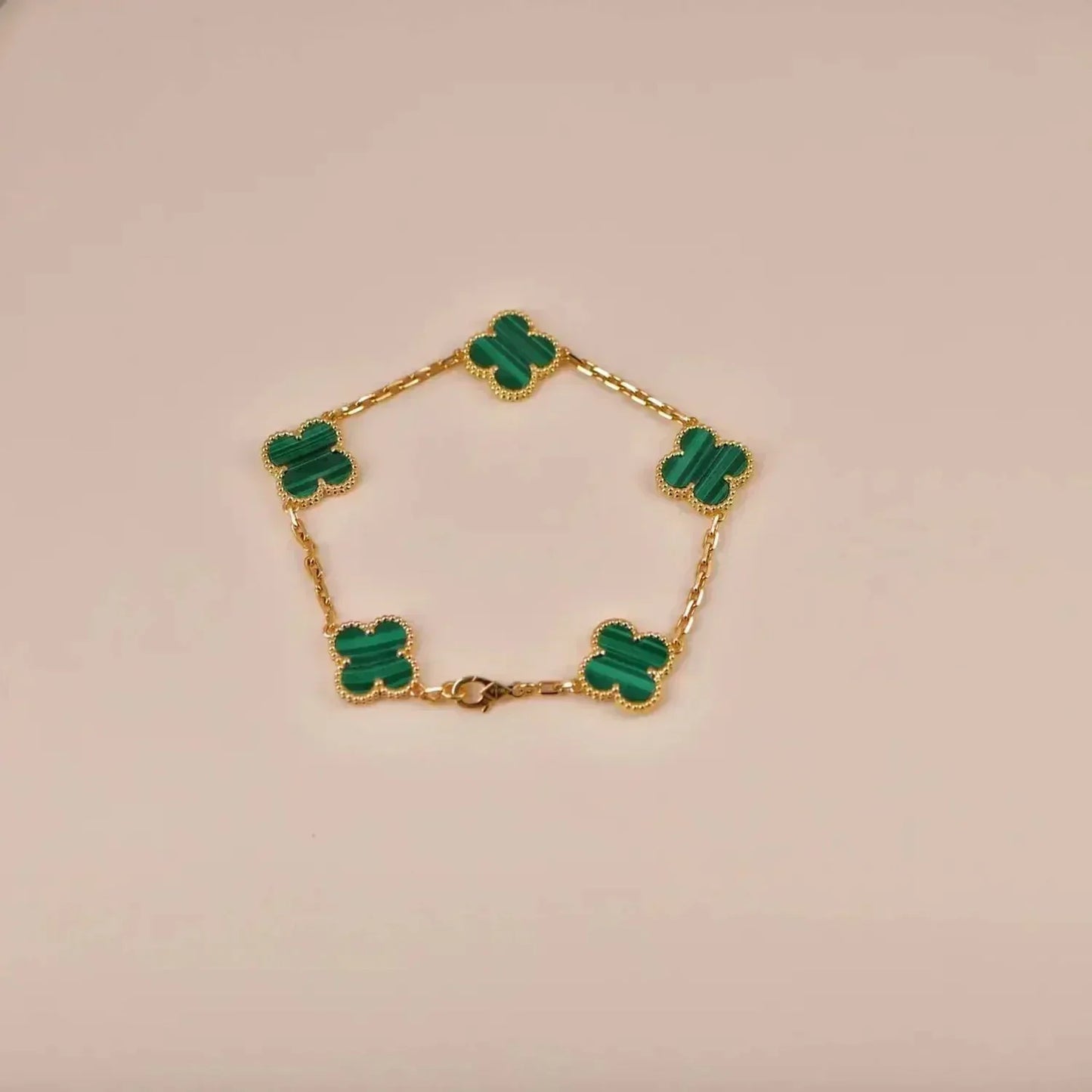 [Everoly JW]  CLOVER 5 MOTIF MALACHITE BRACELET COLLECTION