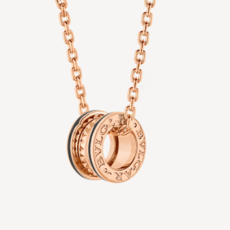 [OLIVIA]ZERO 1 ROCK PEDANT PINK GOLD BLACK NECKLACE