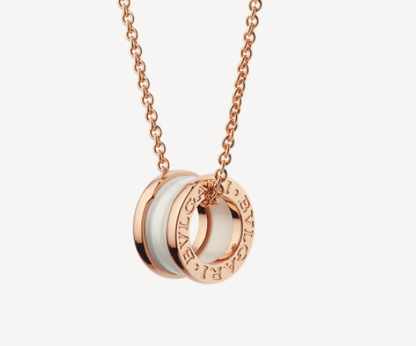 [OLIVIA]ZERO 1 WHITE CERAMIC PINK GOLD NECKLACE