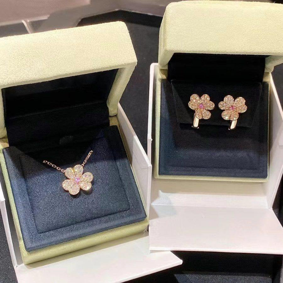 [Olivia JW]FRIVOLE PINK GOLD FLOWER DIAMOND EARRINGS