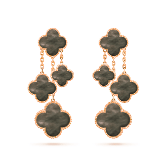 [Olivia JW]CLOVER EARRINGS DARK MOP 4 MOTIFS ROSE GOLD