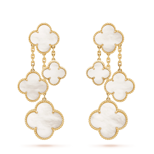 [Olivia JW]CLOVER EARRINGS WHITE MOP 4 MOTIFS GOLD