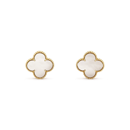 [Olivia JW]CLOVER MEDIUM 1 MOTIFS  WHITE MOP STUD EARRINGS