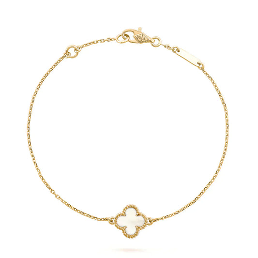 [Olivia JW]CLOVER WHITE MOP SINGLE FLOWER BRACELET