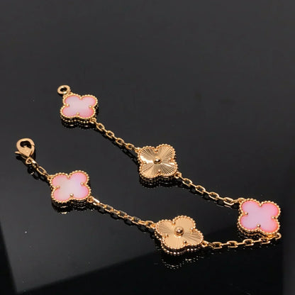 [Everoly JW]  CLOVER 5 MOTIFS  PINK MOP BRACELET COLLECTION