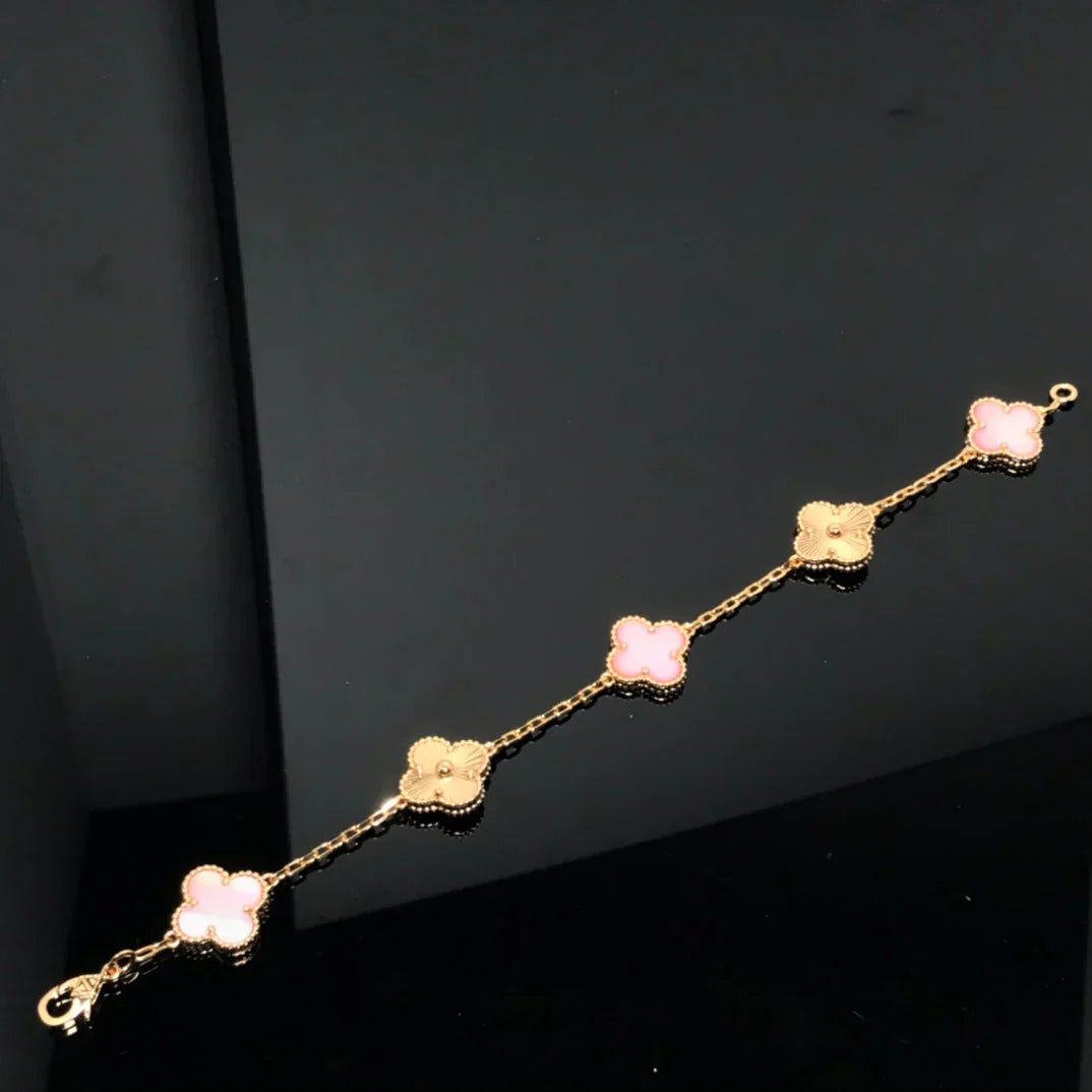 [Everoly JW]  CLOVER 5 MOTIFS  PINK MOP BRACELET COLLECTION