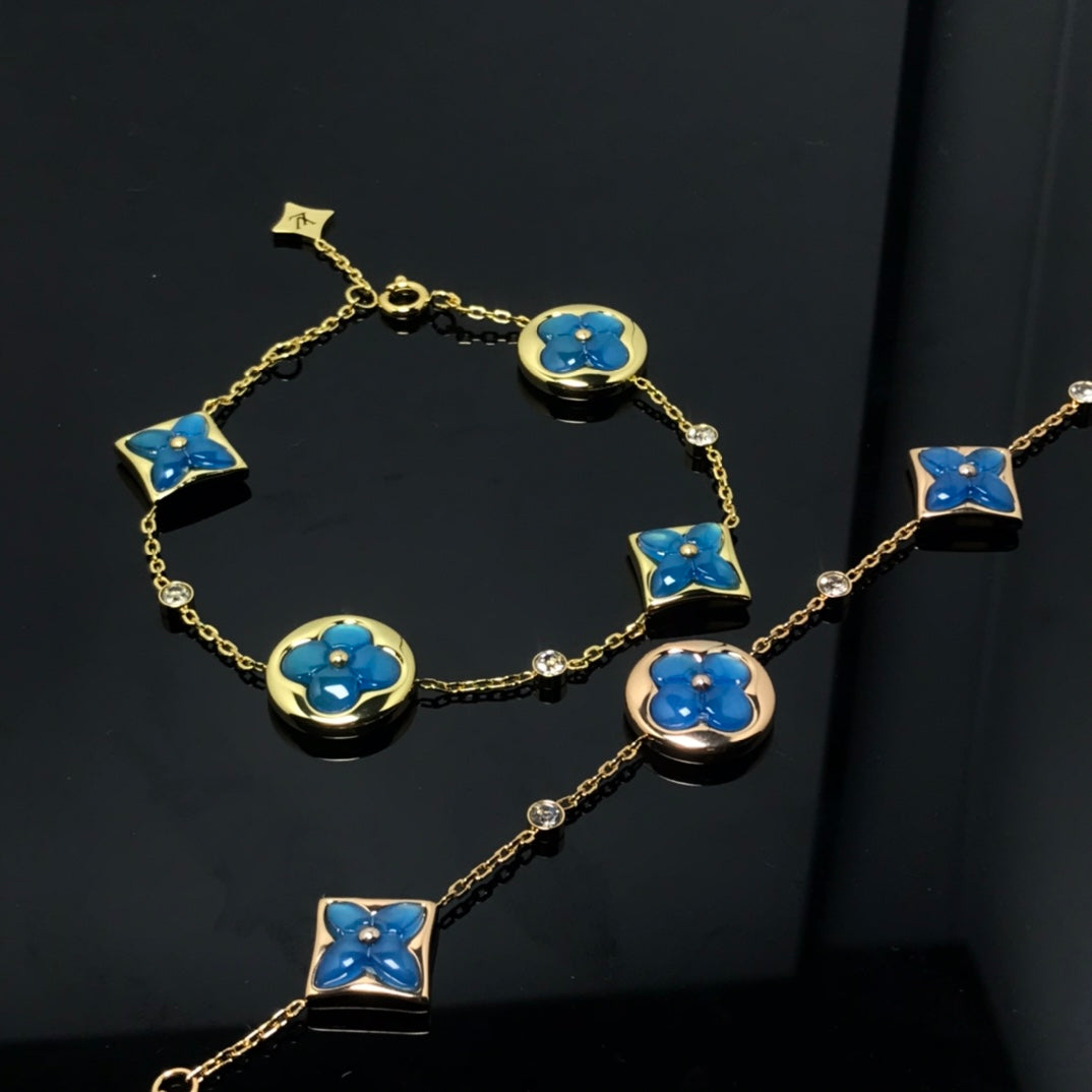 [Everoly JW]Stern und Sonne 4 Motiv blau Armband