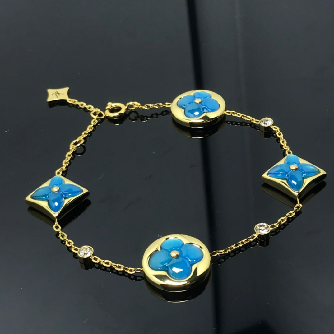 [Everoly JW]Stern und Sonne 4 Motiv blau Armband