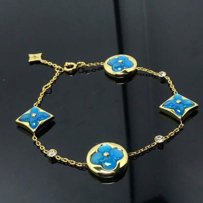[Everoly JW]Stern und Sonne 4 Motiv blau Armband