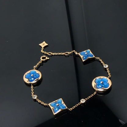 [Everoly JW]Stern und Sonne 4 Motiv blau Armband