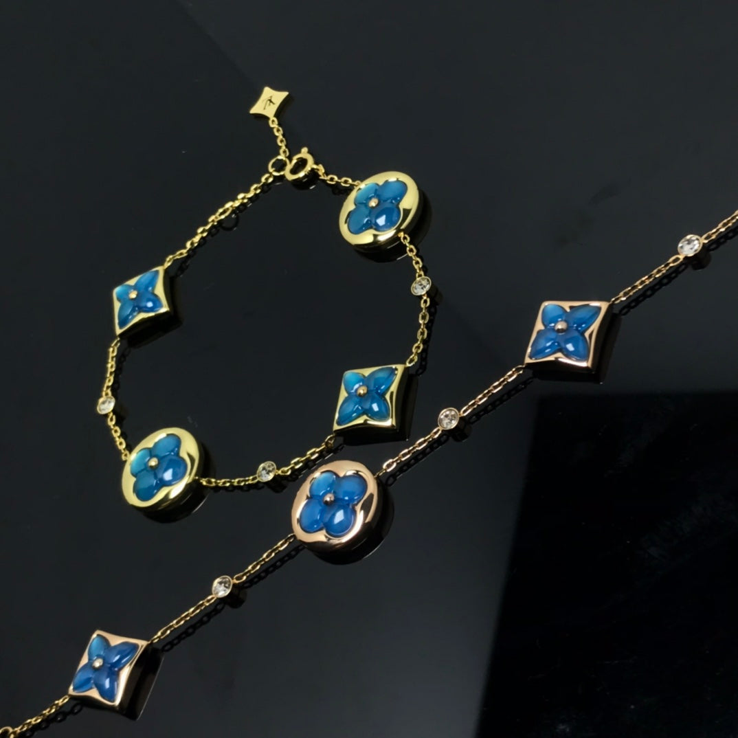 [Everoly JW]Stern und Sonne 4 Motiv blau Armband