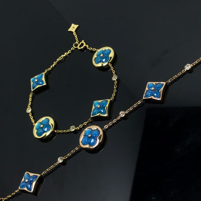 [Everoly JW]Stern und Sonne 4 Motiv blau Armband
