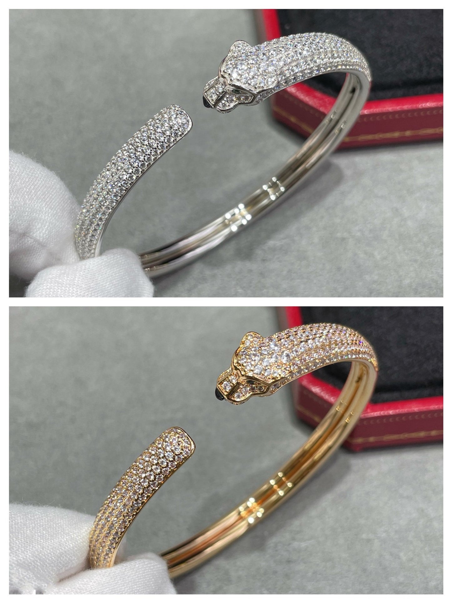 [Everoly JW]パンテール フルダイヤモンド オープンブレスレット