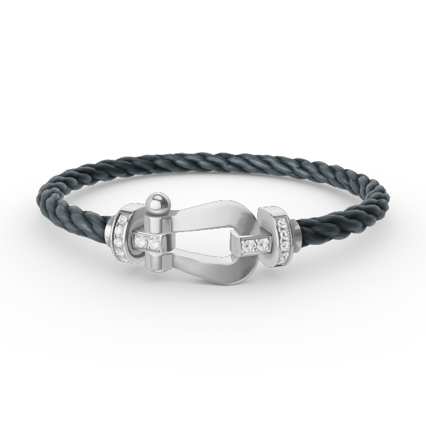 [Olivia JW]FORCE LARGE HORSESHOE HALF DIAMOND BRACELET SILVER