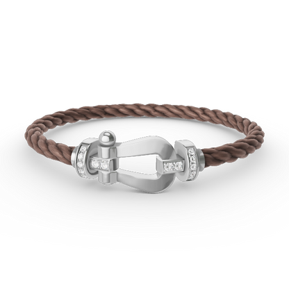[Olivia JW]FORCE LARGE HORSESHOE HALF DIAMOND BRACELET SILVER