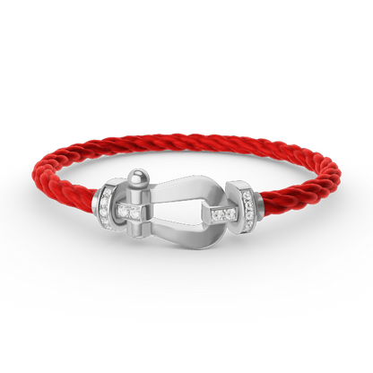 [Olivia JW]FORCE LARGE HORSESHOE HALF DIAMOND BRACELET SILVER