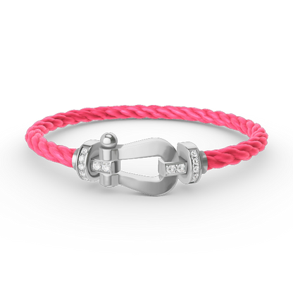 [Olivia JW]FORCE LARGE HORSESHOE HALF DIAMOND BRACELET SILVER